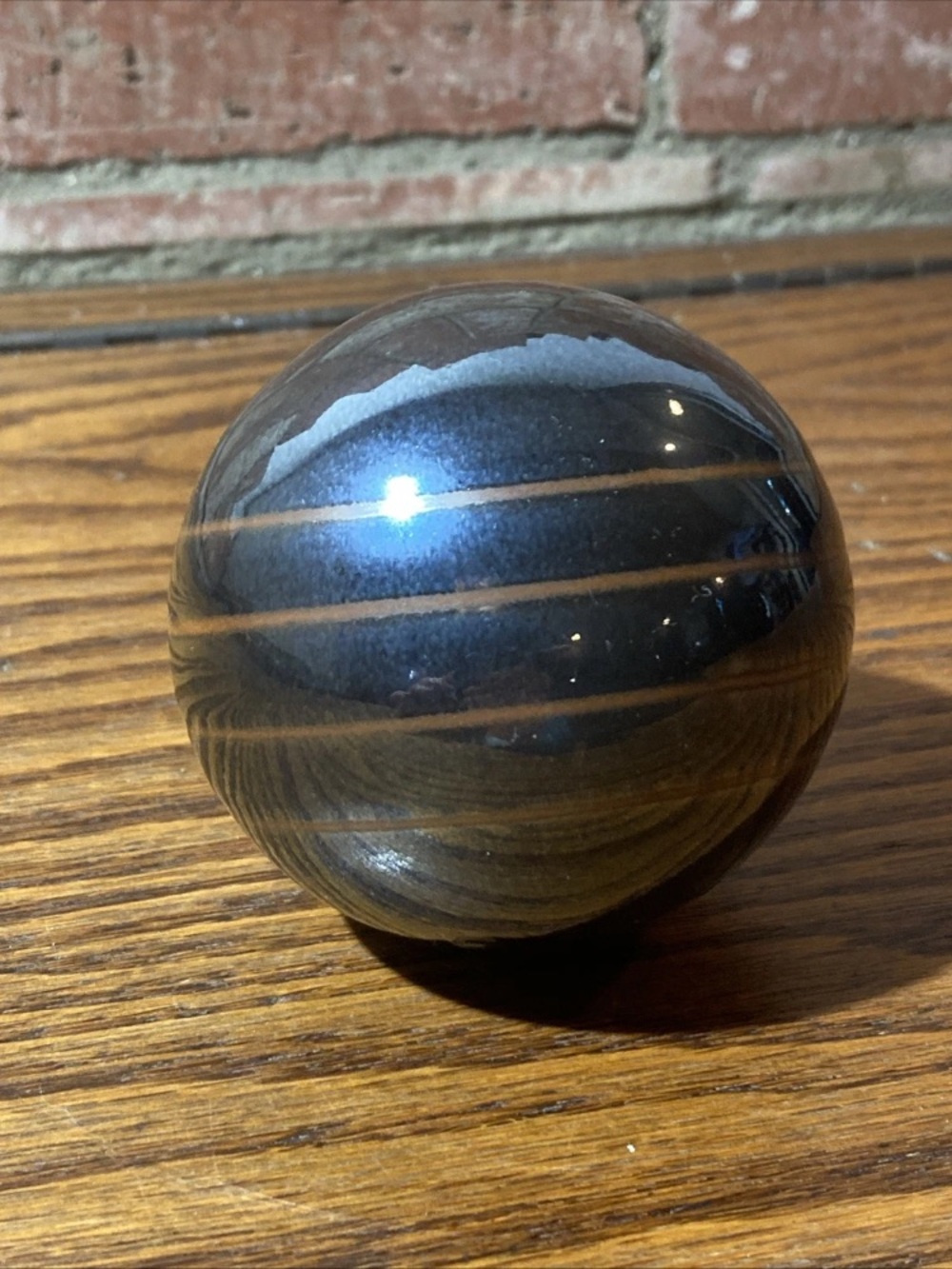 Vintage Glazed Ceramic Japanese Stoneware Brown Zen Garden Tranquility Ball/Orb